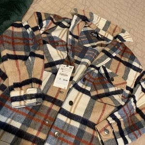trendy ZARA wool plaid jacket